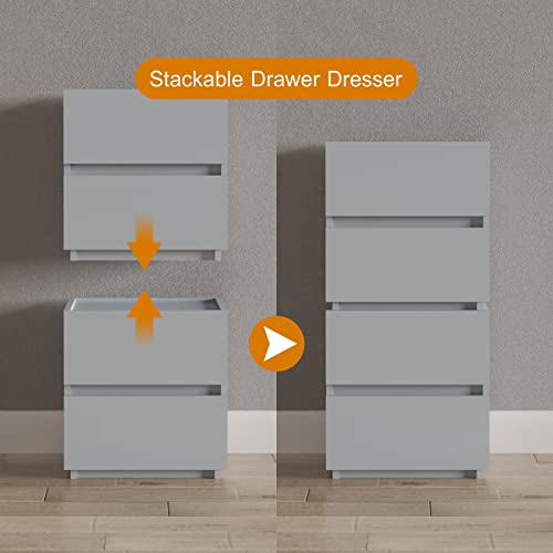 Furtble Stackable 2-Drawer Dresser, Multi-Purpose Storage Closet Cube For Bedroom, Storage Cabinet For Entryway, Nightstand Sofa Beside Table Drawer Chest, 15.8 In, Gray #TOP3