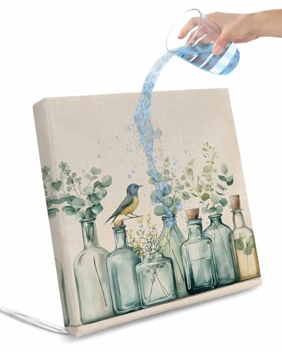 2 Pack Teal Eucalyptus Leaves Waterproof Cushion Covers with Ties, Outdoor Patio Chaise Lounge Chair Seat Cushion Slip Covers Replacement(Only Cover) Rustic Vase Birds 24