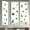 CRASPIRE 8 Styles Leaf Wall Stickers Green Plant Window Clings Waterproof Self Adhesive Vinyl Wall Decals Peel and Stick for Bedroom Living Room Window Stairway Showcase Home Decorations #4