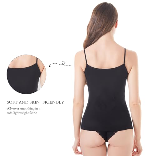 Image of Womens Tank Top Camisoles with Premium Cotton Italian Design - Trimmed with Flower Lace on Neckline