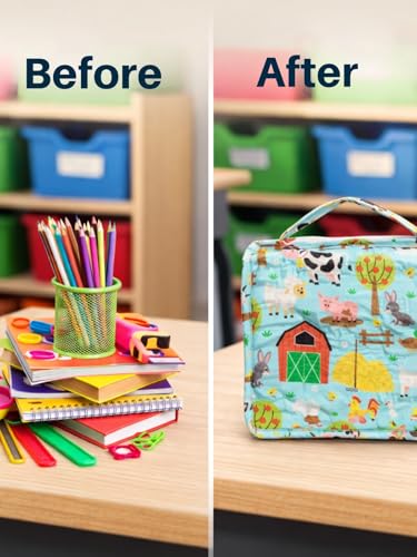 Image of Travel Organizer | Multipurpose All-in-One Compact, Foldable, Durable, Lightweight, Waterproof, Bag | Travel Friendly Pouch Ideal for Stationary, Diaper, Medicines (Farm Animal Print)