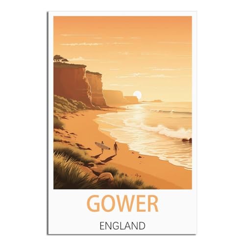 Affiche de voyage vintage Gower England déco murale grand format 50x75