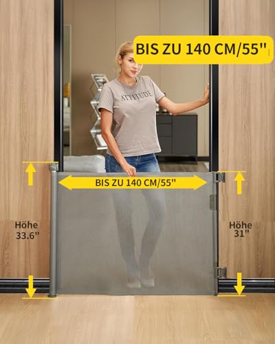Patywaga 2 Pack Treppenschutzgitter Ausziehbar 0-140cm,Türschutzgitter Ausziehbar mit Treppenschutz & Kindersicherung Treppe - Universelles… – Ansicht 2