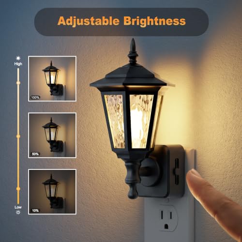 Image of JandCase Night Lights Plug into Wall, 3000K Soft White | Dusk to Dawn Sensor, 0-100LM Dimmable Industrial 180Rotating Night Light for Bedroom, Bathroom, Living Room, Hallway