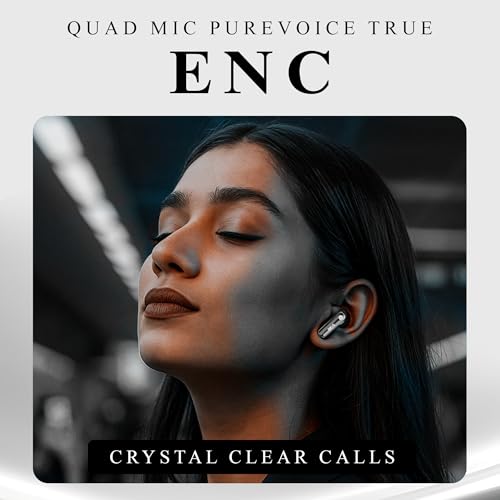 Image of truke Mega 10 True Wireless in Ear Earbuds W / 24-Bit Lossless Spatial Audio, 70H Battery Fast Charge Buds, Dual Pairing, 13mm Drivers TWS, Low Latency(40ms), Matte Finish, ENC (Jet Black)