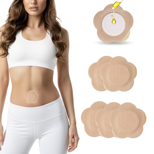 Castor Oil Patches for Belly Button, 5PCS Disposable Castor Oil Pack Wraps with Organic Cotton Pad, Leak-Proof Belly Button Patch Cover, Breathable & Skin-Friendly