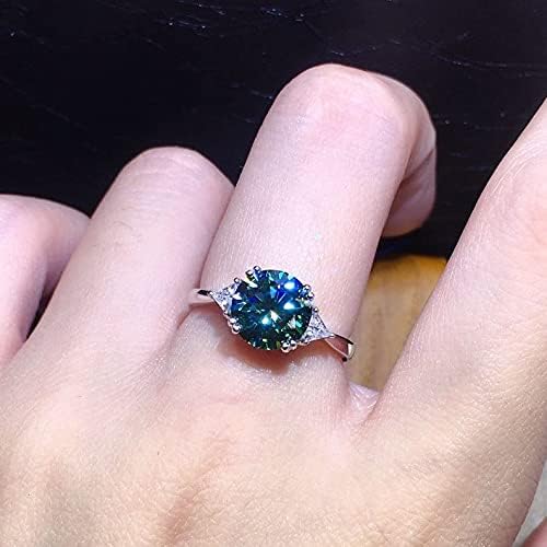 Miniatura 7 de Anillo brillante de diamantes completos de 3 quilates de corte redondo con circonita cúbica, anillo de compromiso para mujer, anillo de plata