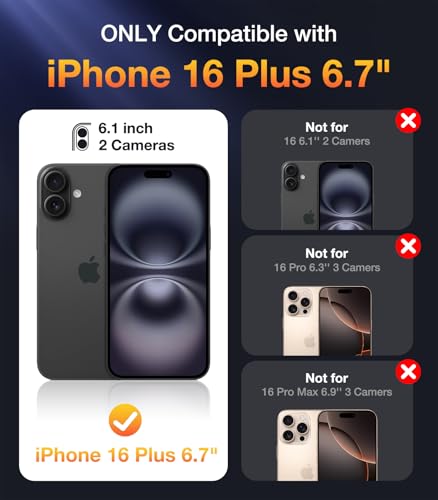 Image of Diaclara Magnetic Designed for iPhone 16 Plus Cases,[Full Camera Protection] Clear Bumper Compatible with MagSafe Built-in Screen Protector,Magnetic Black