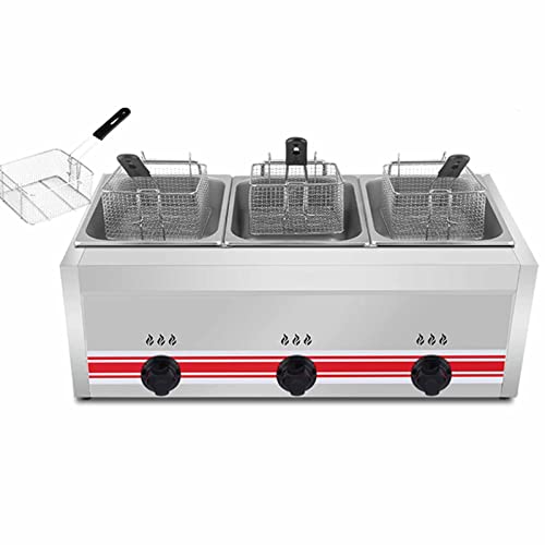 Freidora de gas de doble tanque – 10L/20L/30L freidora comercial multifunción de gran capacidad para restaurante y cocina doméstica, freidora de doble cilindro de acero inoxidable con cesta