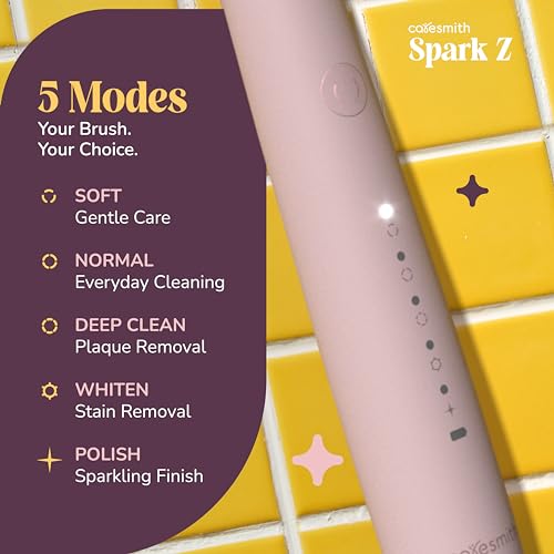 Image of Caresmith Spark Z Electric Toothbrush | 3 Brush Heads With Cover | 35000 Sonic Vibrations | Toothbrush Electric Adult | Electric Toothbrush for Men & Women | USB Type C | (Sunset Pink) IPX7 Waterproof