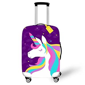 FANSU Elastisch Kofferhülle, Einhorn Muster Kofferschutzhülle Gepäckabdeckung mit Schnalle Reise Kofferhülle/Kratzfester Gepäck Cover/Koffer Schutzhülle (L(26~28 Zoll),Einhorn)