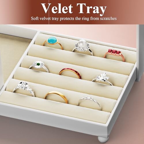 coobest Jewelry Holder Organizer Stand, Jewelry Display Rack with 36 Holes Earring Holder, 10 Hooks Necklace Organizer, Velvet Ring Holder Dish, Birthday Gifts Ideas for Mom Women Room Decor - Thumbnail 4