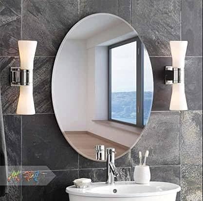 VAUGHN Oval Shape Adhesive Mirror Sticker for Wall on Tiles Bathroom Bedroom Living Room Basin Mirror Bathroom Wall Mirror Stickers Unbreakable Plastic Wall Mirror 30 * 20 (Pack of 1)