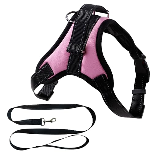 MENGTEQI Pettorina cane professionale per cani confortevole e traspirante, adattabile a cani di piccola, media e grande taglia, adatto per passeggiate, corsa, allenamento, ecc. (pink,M)