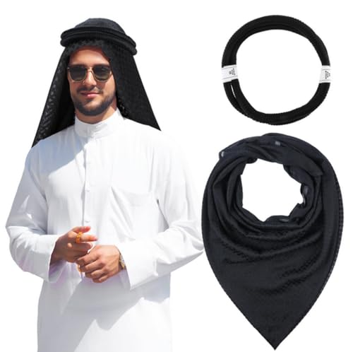 Keffiyeh homme lot de 2 avec agal noir style dubaï moyen-orient