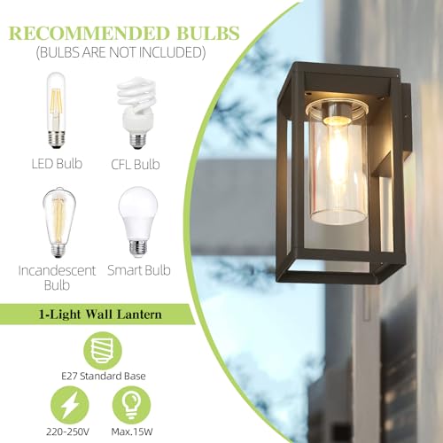 HLFVLITE Outdoor Wall Light Black Aluminum Outside Wall Sconce, Waterproof Exterior Wall Lantern - Image 4