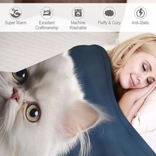 Couverture en flannel chat mignon plaid peluche ultra doux grand format jeté de lit