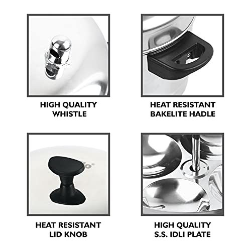 Cello Stainless Steel Induction Base Idli Cooker and Multi Kadhai, 6