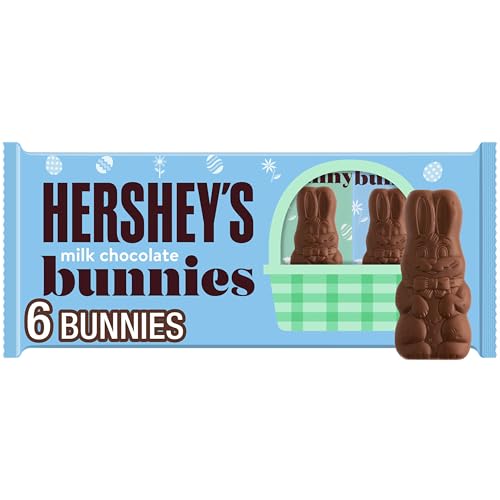 HERSHEY'S Milk Chocolate Bunnies, Easter Candy Packs, 1.2 oz (6 C...