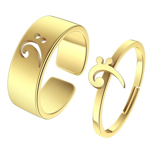 Bague clé de fa pour couple anneau de fiançailles alternatif ajustable