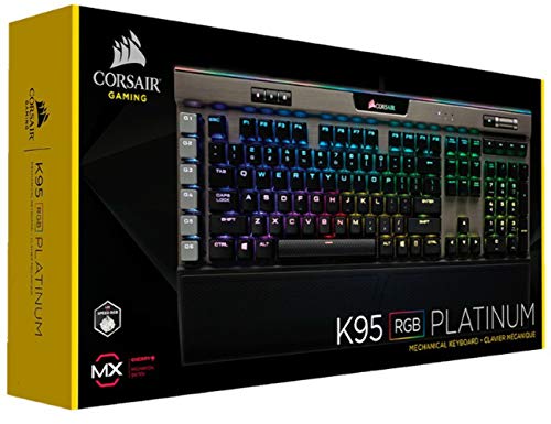 Corsair K95 RGB PLATINUM Mechanical Gaming Keyboard - 6x Programmable Macro Keys - USB Passthrough & Media Controls - Fastest Cherry MX Speed - RGB LED Backlit - Aluminum Finish, Gunmetal (CH-9127114-NA)