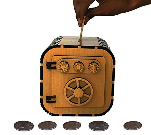 BITONA� Traditional Style Wooden Locker Piggy Bank with Password for Kids and Adults - Image 6