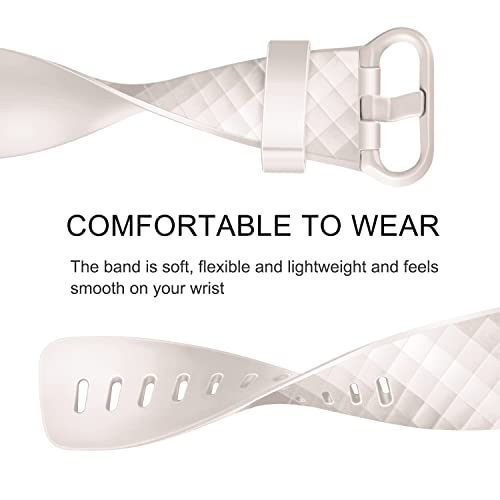 Image of Tobfit Watch Strap Compatible with Fitbit Charge 4 / Fitbit Charge 3 (Watch Not Included), Removable Soft Belts for Charge 3 /4 Wristband, Smartwatch Band for Men & Women (L, Starlight)