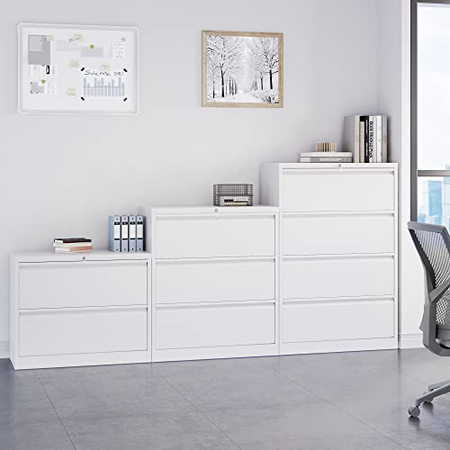 Yitahome 2 Drawer Lateral File Cabinet, Stainless Steel Wide Lateral File Cabinet With Lock, Metal Filing Storage Cabinet For Legal/Letter A4 Size, Assembly Required，Office Organizer (White) #TOP6