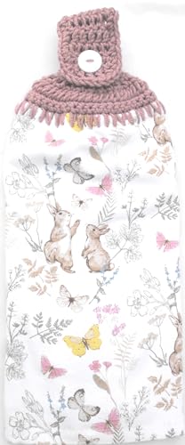 Bunnies & Butterflies in The Flower Garden - Double Thick/Full Hanging Kitchen Towel