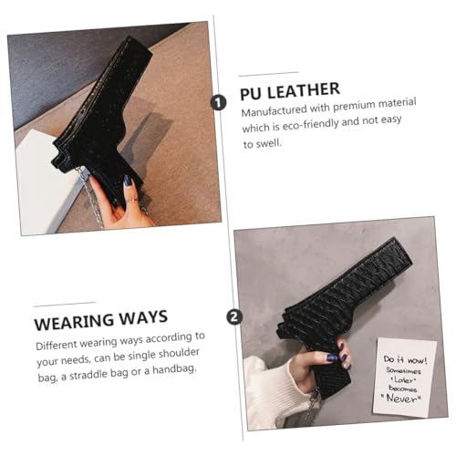 Graceful Women PU Crossbody Bag Lightweight Chain Shoulder Purse Versatile Black Handbag with Zipper for Keys and Essentials3