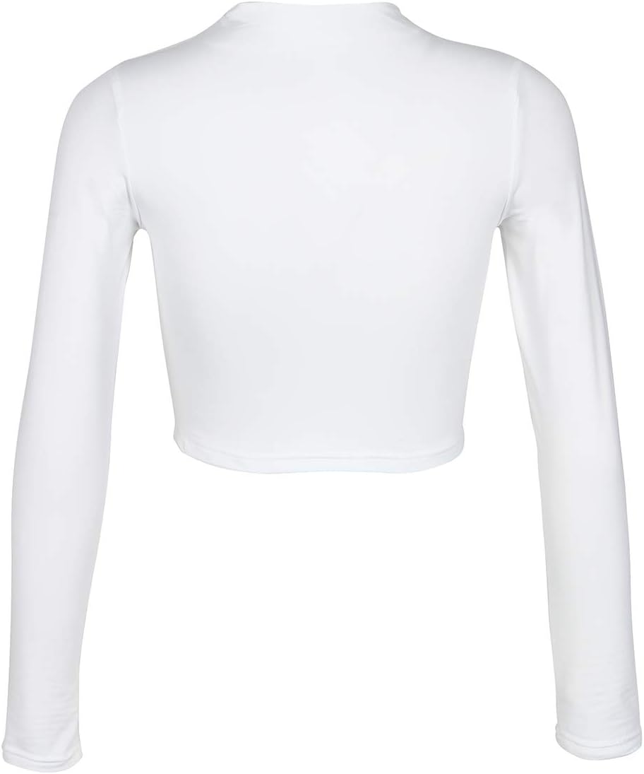Artfish Women Long Sleeve Turtleneck Crop Top Mock Neck Tight Fitted Shirts - Image 4