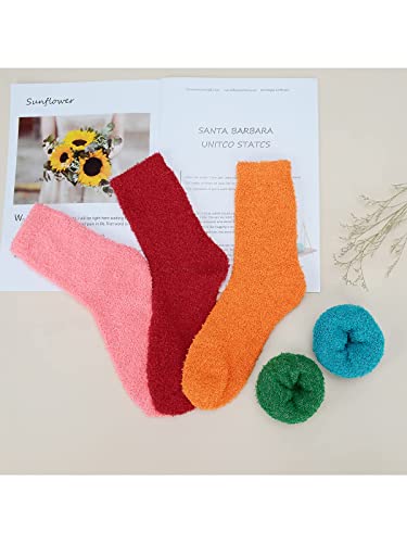 Century Star Athletic Fuzzy Socks For Women Slipper Socks Cozy Socks Outdoors Yoga Socks For Christmas 5 Pairs New Bright Color One Size #TOP2
