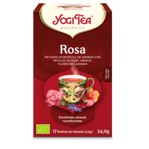 Yogi Tea, Rosa - Infusión Ayurvédica - Mezcla de Rosa, Hibisco y Lavanda - Sin Cafeína - 17 bolsitas (34g)