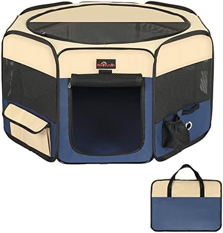 Aivituvin Dog Playpen, Large 45" Portable Foldable Pet Playpens and Puppy Playpen, Exercise Playpen Tent Indoor/Outdoor Use, with Water-Resistant and Removable Shade Cover for Dogs Cats