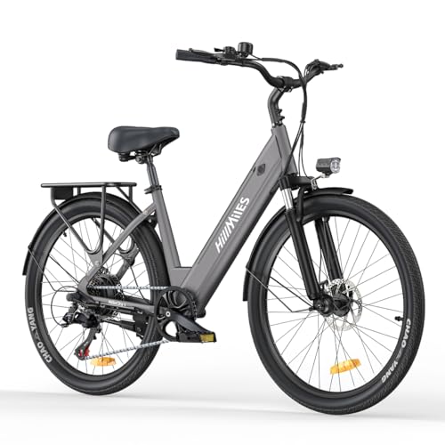 MileCity1 26' E-Bike für Erwachsene, 7 Gang Elektrofahrrad mit Austauschbarem 36V 13Ah Akku, 25 km/h und 80–100km Reichweite E-Bike für Städtische Pendler, IP65 Wasserdicht (MileCity1, Grau)