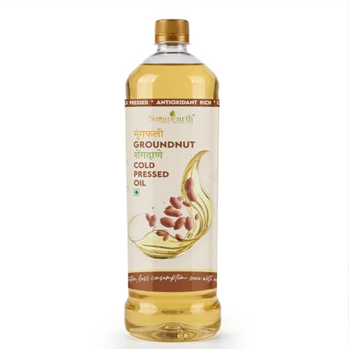 Image of Sugan Earth Cold Pressed Groundnut Oil 900ml | 100% Natural & Unrefined Sing Tel, Penut Oil | 0 trans fat, Chemical free Pure Singdana Tel | Kolhu, Kacchi Ghani, Mara Chekku, Ganuga | Expeller Pressed Rich Flavor Cooking Oil | Single Filtered Edible Oil