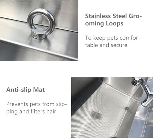 Stainless Steel Dog Grooming Bath Tub - Large Pet Wash Station with Telescoping Faucet (31in) - Perfect for Professional Grooming & Home Use, Durable & Easy to Clean