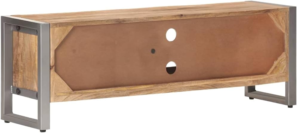 vidaXL Rough Mango Wood TV Stand - Industrial Style Media Unit with Sturdy Iron Frame and Ample Storage Space
