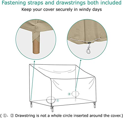 Sunpatio Outdoor Patio Loveseat Cover, Heavy Duty Waterproof 2-Seater Deep Seat Sofa Cover, Patio Furniture Cover With Sealed Seam, All Weather Protection, 54''L X 40''W X 32''H, Beige #TOP5