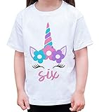 7 ate 9 Apparel Girls Six 6 Sixth 6th Birthday Unicorn T-Shirt Youth Small White