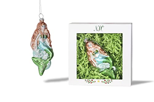 North Star Christmas | Green Tail Mermaid Glass Ornament | Other Ornaments