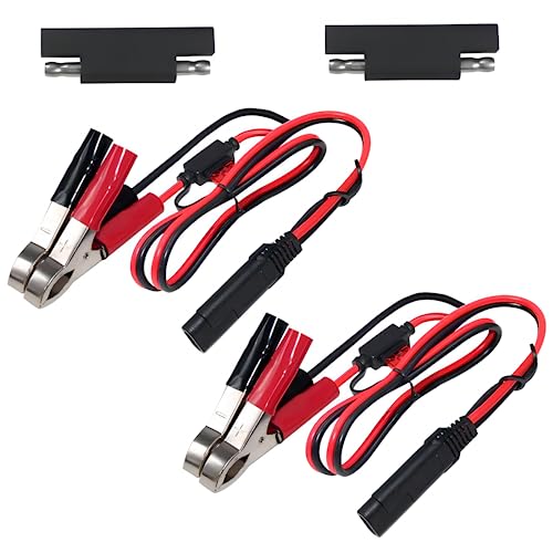 SAE to Battery Alligator Clip - KUNCAN 1.5FT 12V SAE 2Pin Quick Disconnect Cable SAE to Battery Clamp Cord 7.5A Fuse (2 Pack)