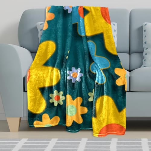 Plaid fleur bleue jaune haut de gamme couverture de canapé élégante