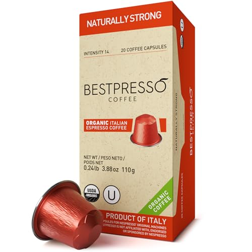 Image of Organic USDA Bestpresso Coffee Aluminum Espresso Pods For Nespresso Original Machine 120 Pack (Naturally Strong)