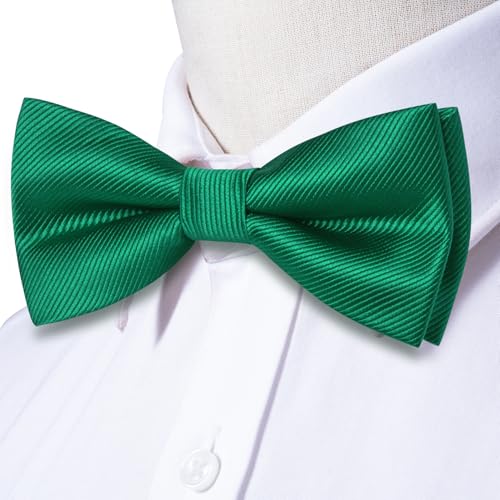 Image of Hi-Tie Bow Ties for Men Pre-Tied Pocket Square with Cufflinks Mens Bowtie Sets for Wedding Formal Party