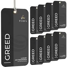 9PCS Greed Disposable Air Fresheners for Men | Long Lasting Car Air Freshener with Greed Fragrance | Lasts for 2 Weeks | Strong Car Perfume with Odour Eliminating Technology | by Perfa