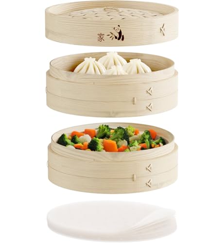 Prime Home Direct Bamboo Steamer Basket 8-Inch, 2-Tier