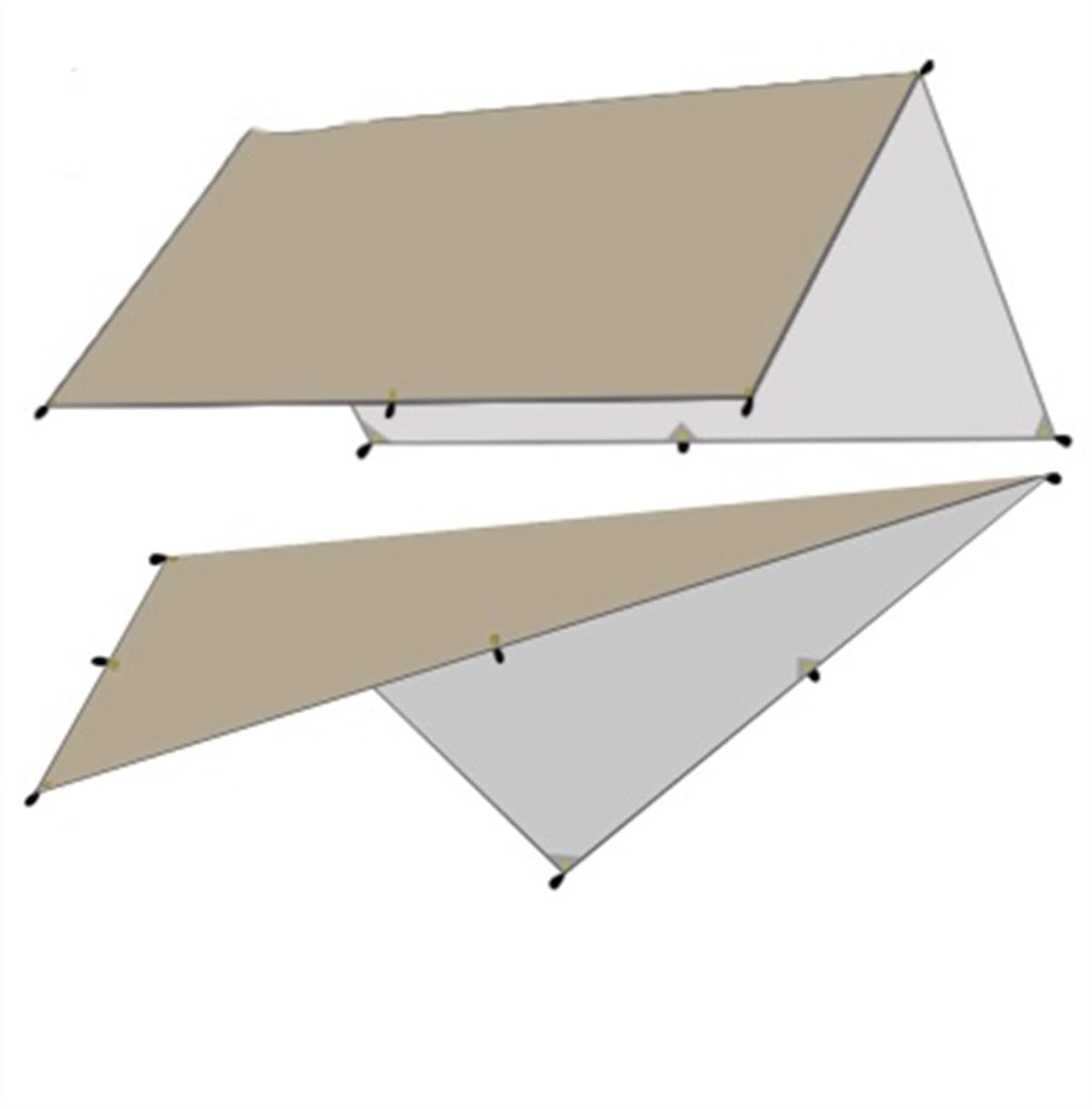 Zewnętrzna wodoszczelna plandeka 3x3 3x4 3x5 parasolka baldachim kempingowy ze srebrną powłoką 300x300 lekki przenośny tropik do namiotu (Color : Khaki, Size : 3x4m)