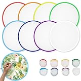 8 pièces Éventail Rond Pliable, Éventails à Peindre à Faire Soi même,Pliable,Durable,Facile à Transporter, Fonction de Refroidissement et de Décoration(8 couleurs)
