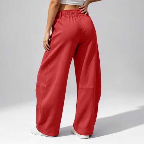 Elneeya Womens Barrel Sweatpants Baggy Elastic Waist Lounge Office Pants - image 3